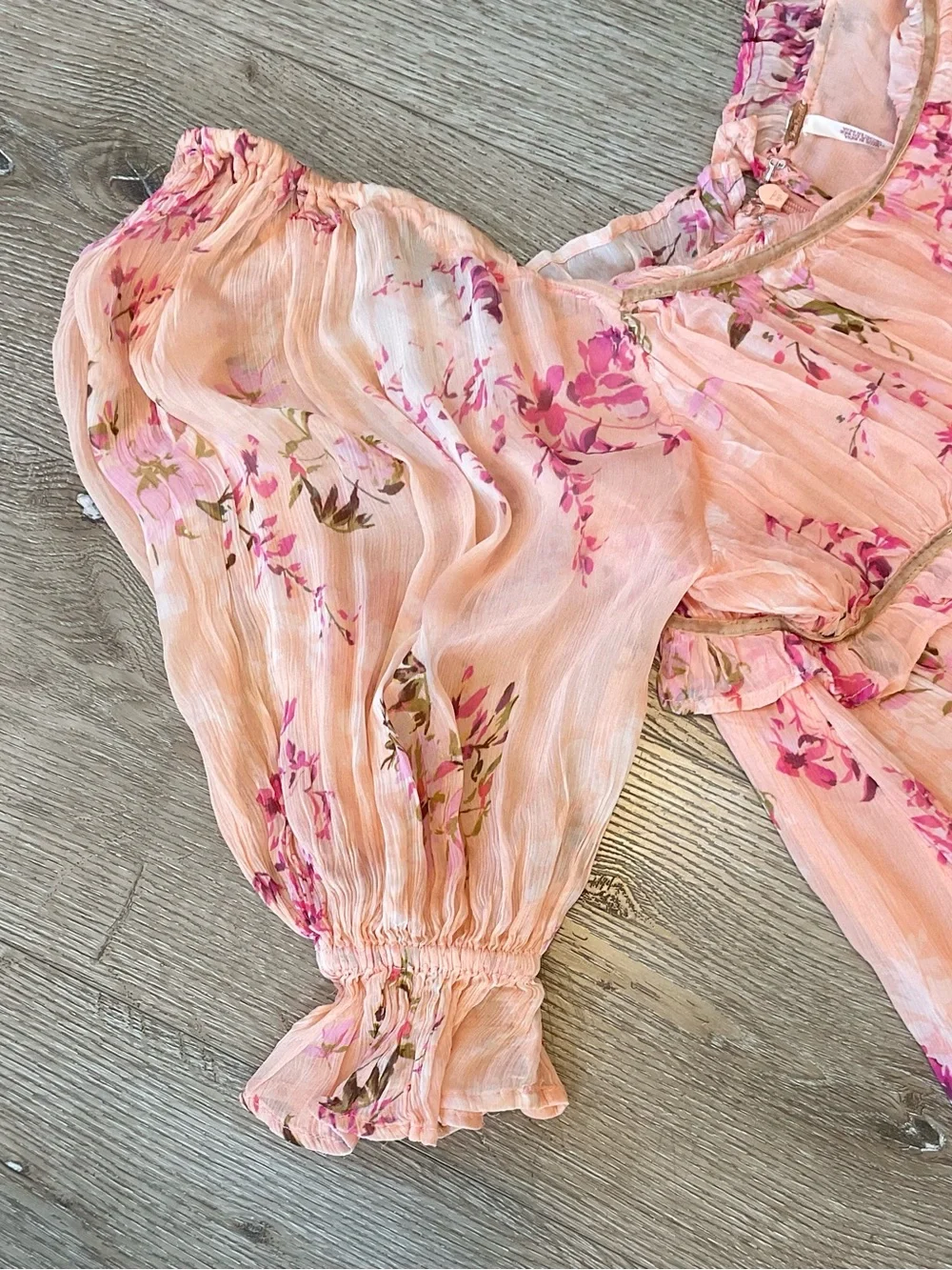 Free People Marney Floral Mini Dress In Peach Combo Size Large NWT
